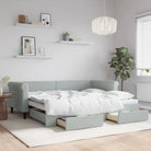 Moderne 2-in-1 slaapbank met onderschuifbed voor woon en slaapkamer - Lichtgrijs / 90 x 200 cm / met onderschuifbed