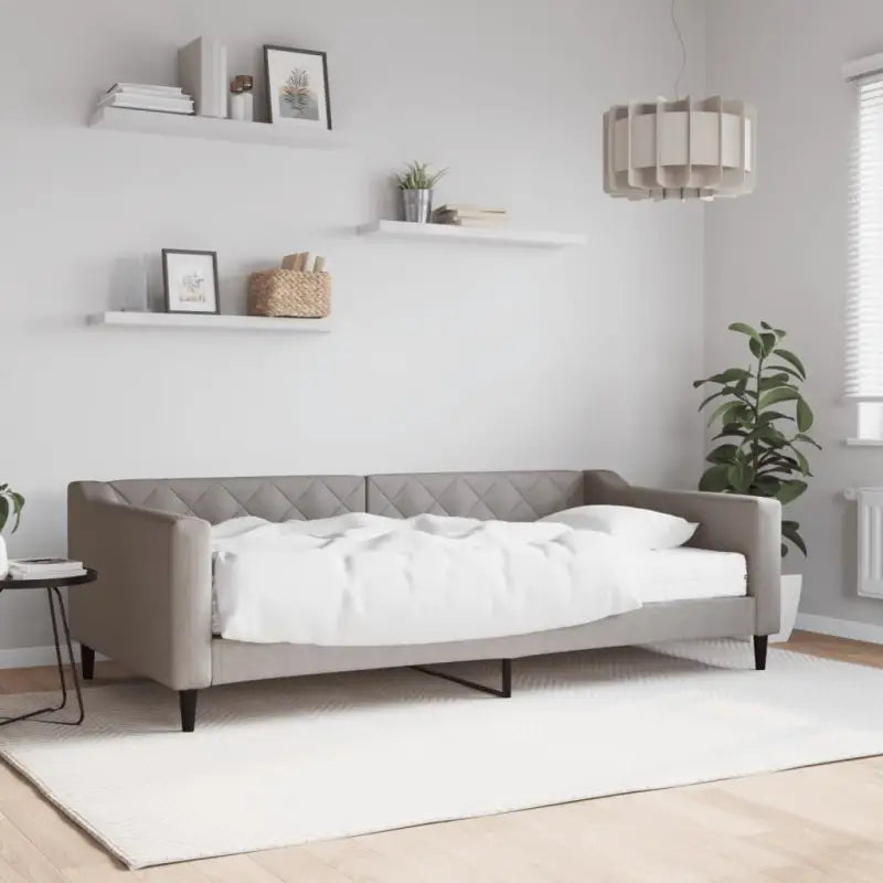 Moderne 2-in-1 slaapbank met onderschuifbed voor woon en slaapkamer - Taupe / 100 x 200 cm / met matras - Bedden &