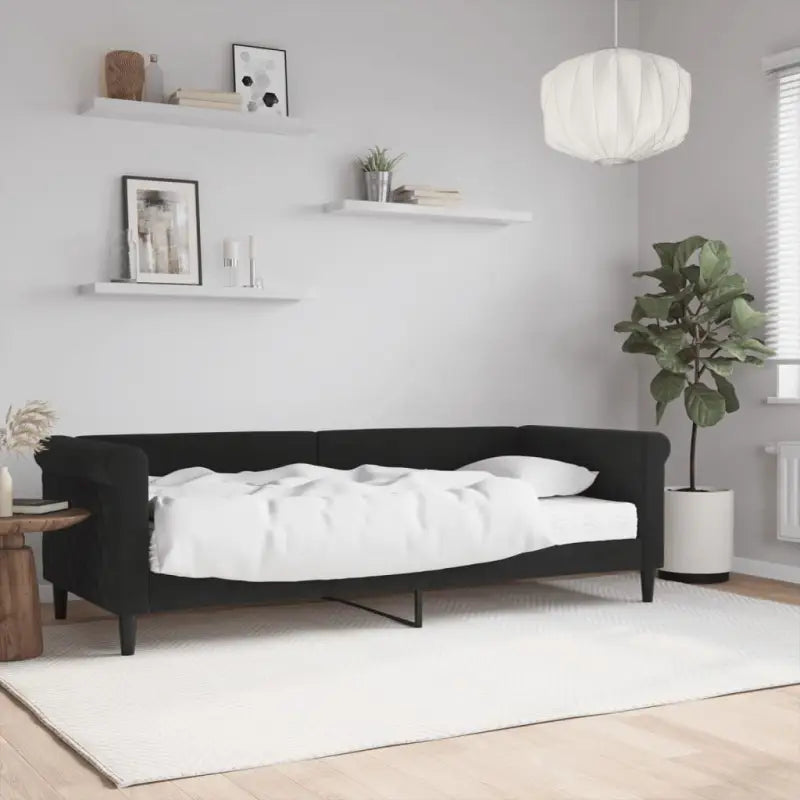 Moderne 2-in-1 slaapbank met onderschuifbed voor woon en slaapkamer - Zwart / 80 x 200 cm / met matras - Bedden &