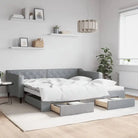 Moderne 2-in-1 slaapbank met onderschuifbed voor woon en slaapkamer - Lichtgrijs / 100 x 200 cm / met onderschuifbed