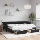 Moderne 2-in-1 slaapbank met onderschuifbed voor woon en slaapkamer - Zwart / 80 x 200 cm / met onderschuifbed en lade