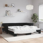 Moderne 2-in-1 slaapbank met onderschuifbed voor woon en slaapkamer - Zwart / 100 x 200 cm / met onderschuifbed