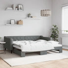 Moderne 2-in-1 slaapbank met onderschuifbed voor woon en slaapkamer - Donkergrijs / 90 x 190 cm / met onderschuifbed