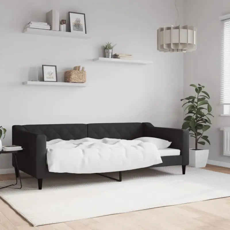Moderne 2-in-1 slaapbank met onderschuifbed voor woon en slaapkamer - Zwart / 90 x 190 cm / zonder matras - Bedden &