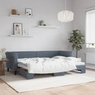 Moderne 2-in-1 slaapbank met onderschuifbed voor woon en slaapkamer - Donkergrijs / 80 x 200 cm / met onderschuifbed