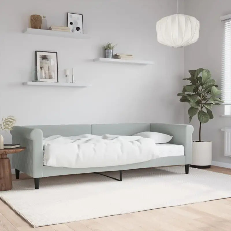 Moderne 2-in-1 slaapbank met onderschuifbed voor woon en slaapkamer - Lichtgrijs / 80 x 200 cm / met matras - Bedden &