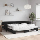 Moderne 2-in-1 slaapbank met onderschuifbed voor woon en slaapkamer - Zwart / 100 x 200 cm / met onderschuifbed