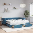 Moderne 2-in-1 slaapbank met onderschuifbed voor woon en slaapkamer - Blauw / 90 x 200 cm / met onderschuifbed en lade