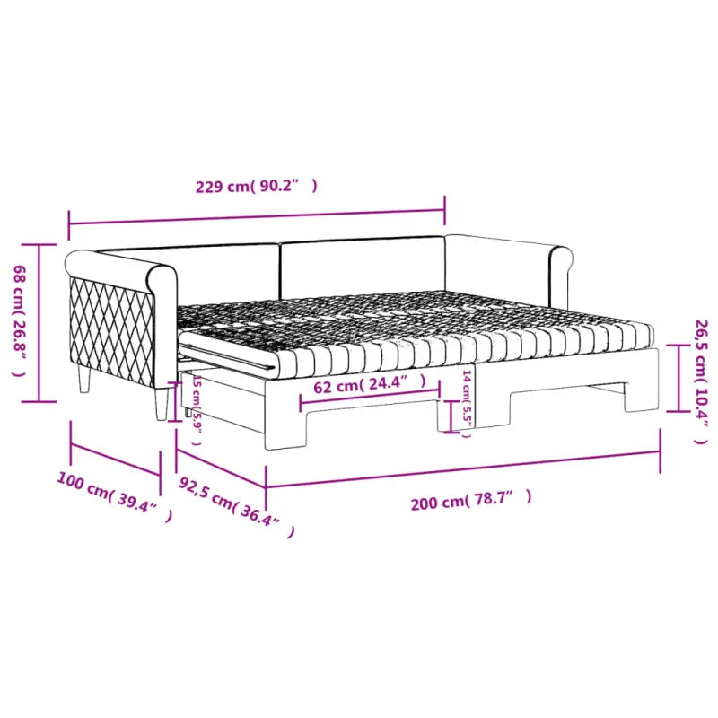 Moderne 2-in-1 slaapbank met onderschuifbed voor woon en slaapkamer - Bedden & bedframes