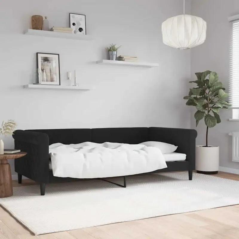 Moderne 2-in-1 slaapbank met onderschuifbed voor woon en slaapkamer - Zwart / 90 x 190 cm / zonder matras - Bedden &