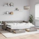 Moderne 2-in-1 slaapbank met onderschuifbed voor woon en slaapkamer - Taupe / 80 x 200 cm / met onderschuifbed en lade