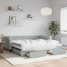 Moderne 2-in-1 slaapbank met onderschuifbed voor woon en slaapkamer - Lichtgrijs / 100 x 200 cm / met onderschuifbed