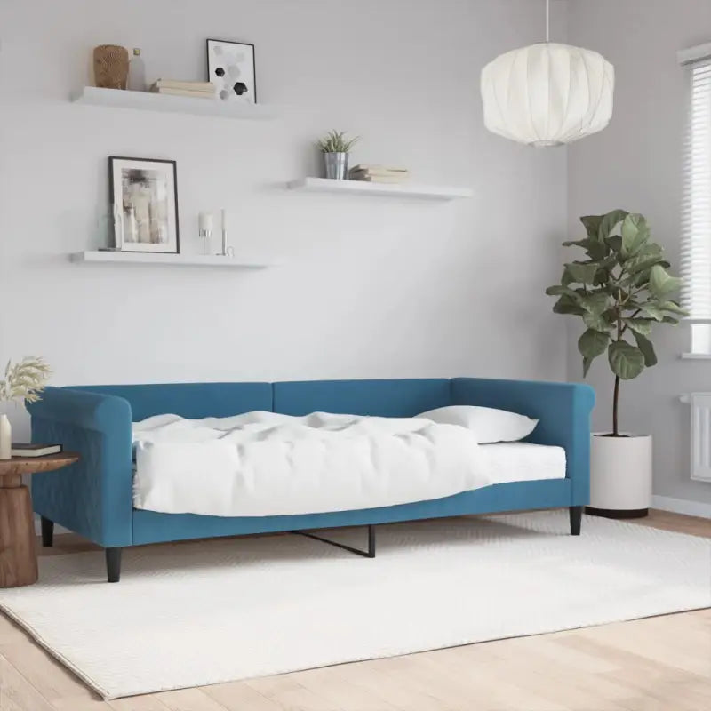 Moderne 2-in-1 slaapbank met onderschuifbed voor woon en slaapkamer - Blauw / 90 x 200 cm / met matras - Bedden &
