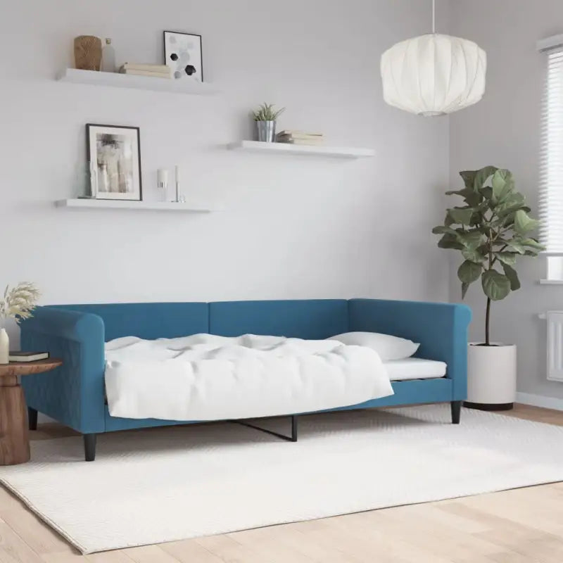 Moderne 2-in-1 slaapbank met onderschuifbed voor woon en slaapkamer - Blauw / 100 x 200 cm / zonder matras - Bedden &