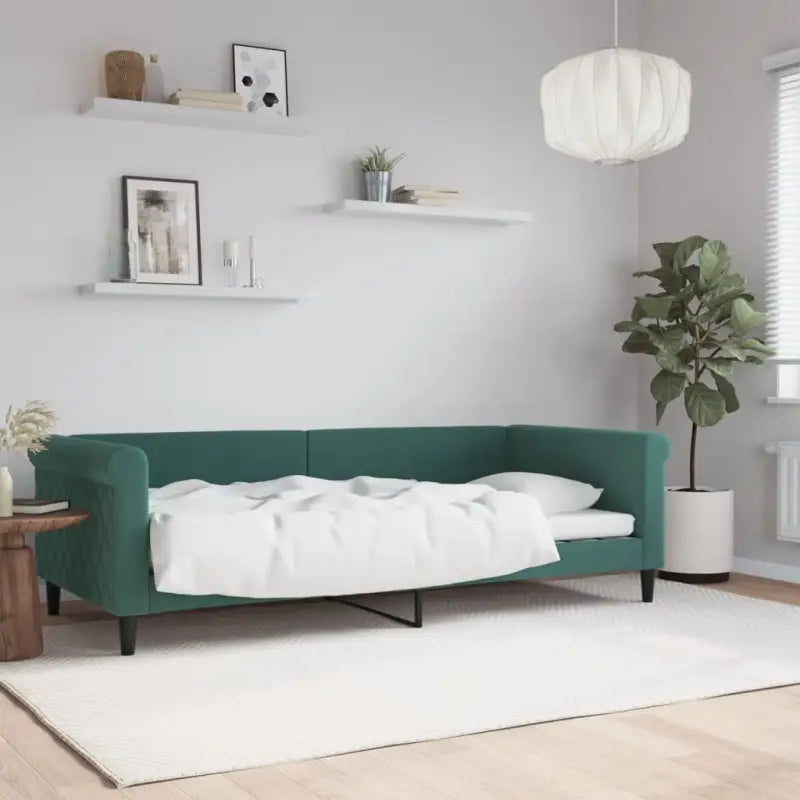 Moderne 2-in-1 slaapbank met onderschuifbed voor woon en slaapkamer - Donkergroen / 90 x 200 cm / zonder matras