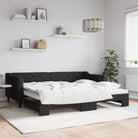Moderne 2-in-1 slaapbank met onderschuifbed voor woon en slaapkamer - Zwart / 90 x 200 cm / met onderschuifbed - Bedden