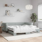 Moderne 2-in-1 slaapbank met onderschuifbed voor woon en slaapkamer - Lichtgrijs / 100 x 200 cm / met onderschuifbed