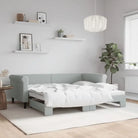 Moderne 2-in-1 slaapbank met onderschuifbed voor woon en slaapkamer - Lichtgrijs / 90 x 190 cm / met onderschuifbed
