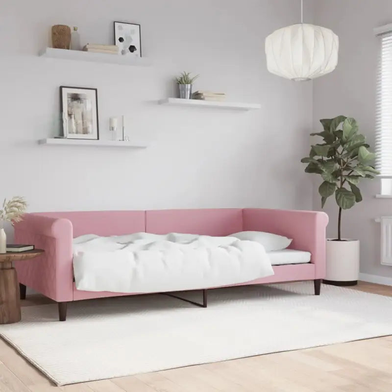 Moderne 2-in-1 slaapbank met onderschuifbed voor woon en slaapkamer - Roze / 100 x 200 cm / zonder matras - Bedden &
