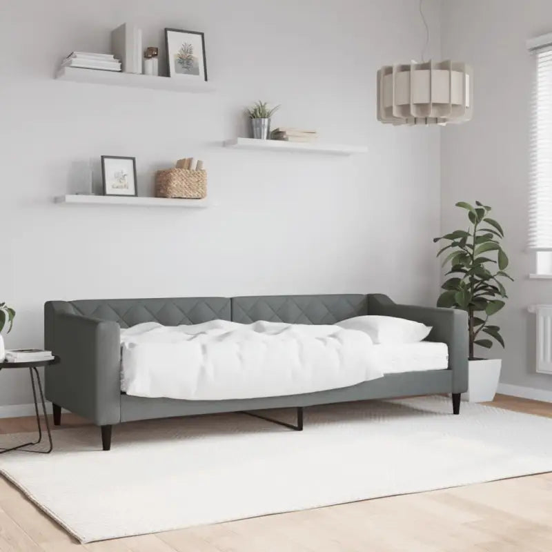 Moderne 2-in-1 slaapbank met onderschuifbed voor woon en slaapkamer - Donkergrijs / 80 x 200 cm / met matras - Bedden &
