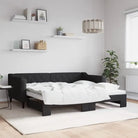 Moderne 2-in-1 slaapbank met onderschuifbed voor woon en slaapkamer - Zwart / 90 x 190 cm / met onderschuifbed - Bedden