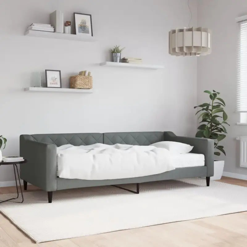 Moderne 2-in-1 slaapbank met onderschuifbed voor woon en slaapkamer - Donkergrijs / 90 x 200 cm / met matras - Bedden &