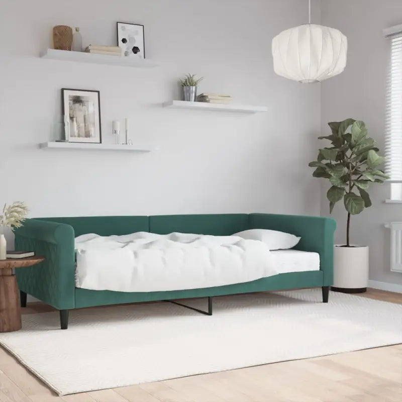 Moderne 2-in-1 slaapbank met onderschuifbed voor woon en slaapkamer - Donkergroen / 100 x 200 cm / met matras - Bedden