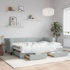 Moderne 2-in-1 slaapbank met onderschuifbed voor woon en slaapkamer - Lichtgrijs / 80 x 200 cm / met onderschuifbed