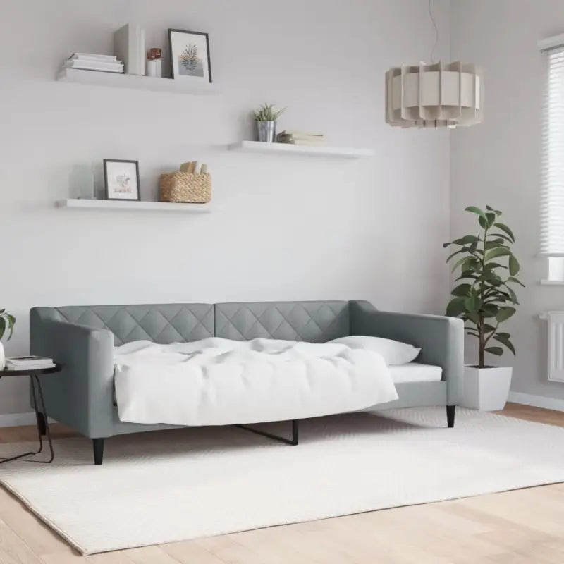 Moderne 2-in-1 slaapbank met onderschuifbed voor woon en slaapkamer - Lichtgrijs / 90 x 190 cm / zonder matras - Bedden