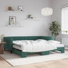 Moderne 2-in-1 slaapbank met onderschuifbed voor woon en slaapkamer - Donkergroen / 100 x 200 cm / met onderschuifbed