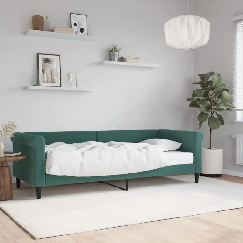 Moderne 2-in-1 slaapbank met onderschuifbed voor woon en slaapkamer - Donkergroen / 80 x 200 cm / met matras - Bedden &