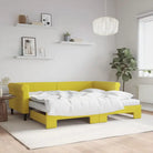 Moderne 2-in-1 slaapbank met onderschuifbed voor woon en slaapkamer - Geel / 90 x 200 cm / met onderschuifbed en matras