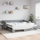 Moderne 2-in-1 slaapbank met onderschuifbed voor woon en slaapkamer - Lichtgrijs / 100 x 200 cm / met onderschuifbed