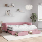 Moderne 2-in-1 slaapbank met onderschuifbed voor woon en slaapkamer - Roze / 90 x 200 cm / met onderschuifbed en lade