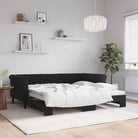 Moderne 2-in-1 slaapbank met onderschuifbed voor woon en slaapkamer - Zwart / 90 x 190 cm / met onderschuifbed - Bedden