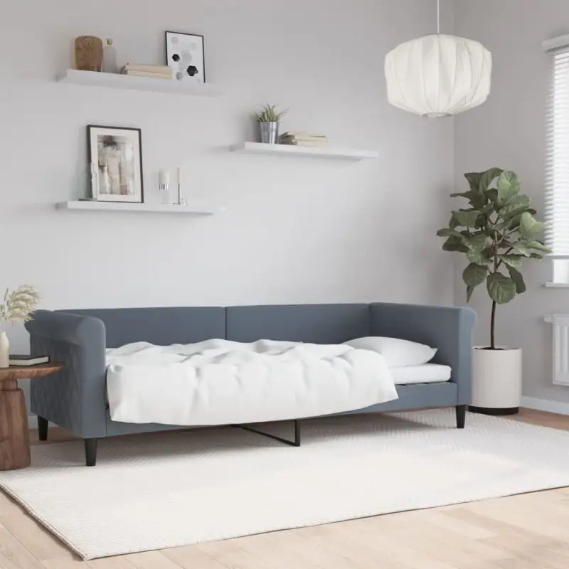 Moderne 2-in-1 slaapbank met onderschuifbed voor woon en slaapkamer - Donkergrijs / 80 x 200 cm / zonder matras