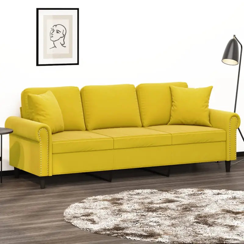 Moderne 3-zitsbank met comfortabel materiaal vulling en stijlvol design - Geel / 180 cm - Banken