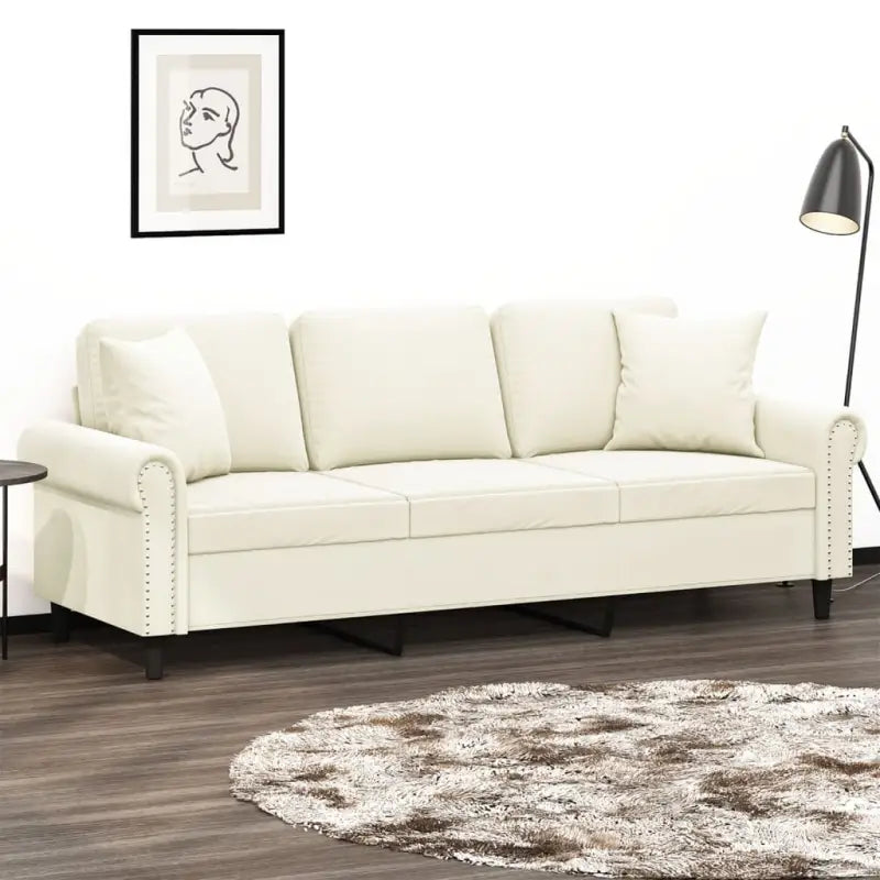 Moderne 3-zitsbank met comfortabel materiaal vulling en stijlvol design - Crème / 180 cm - Banken