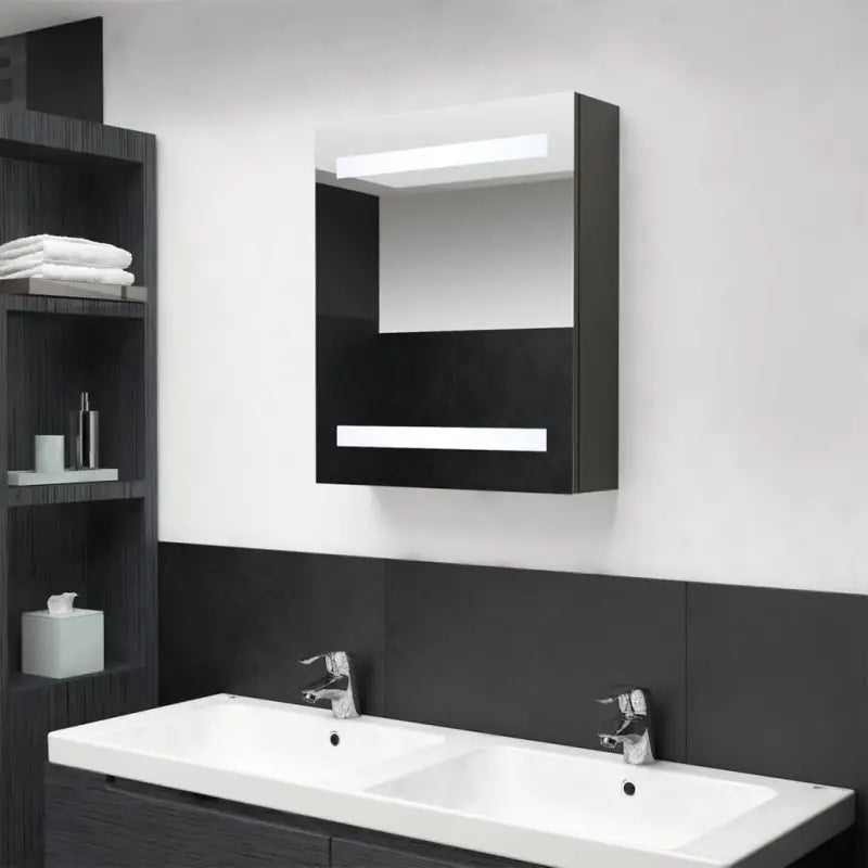Moderne badkamerkaptafel met spiegel en LED verlichting - Antraciet / 1 - Badkamerkaptafels