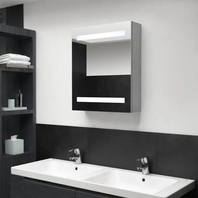 Moderne badkamerkaptafel met spiegel en LED verlichting - Betongrijs / 1 - Badkamerkaptafels