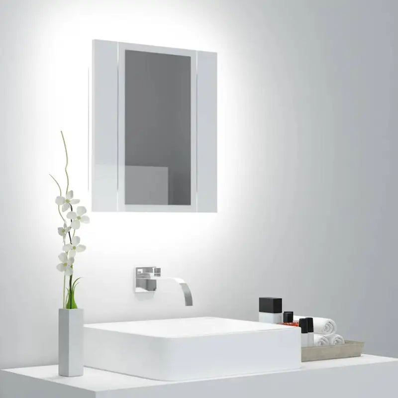 Moderne badkamerkast met spiegel en verstelbare RGB-verlichting - Hoogglans wit / 1 - Badkamerkaptafels