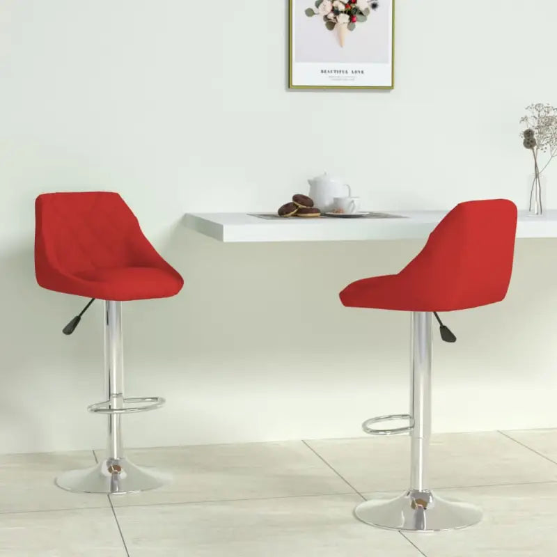 Moderne Barkruk met Kunstleren Bekleding en Comfort - Wijnrood / 2 - Barkrukken
