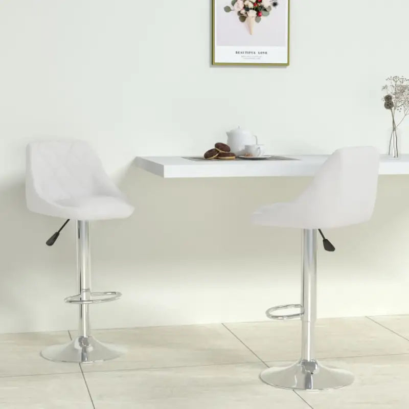 Moderne Barkruk met Kunstleren Bekleding en Comfort - Wit / 2 - Barkrukken