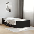 Moderne bedframe met lades van bewerkt hout voor een stijlvolle slaapkamer - Zwart / 90 x 190 cm - Bedden & bedframes