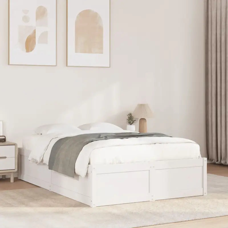 Moderne bedframe van massief grenenhout met multiplex lattenbodem - Wit / 120 x 190 cm - Bedden & bedframes
