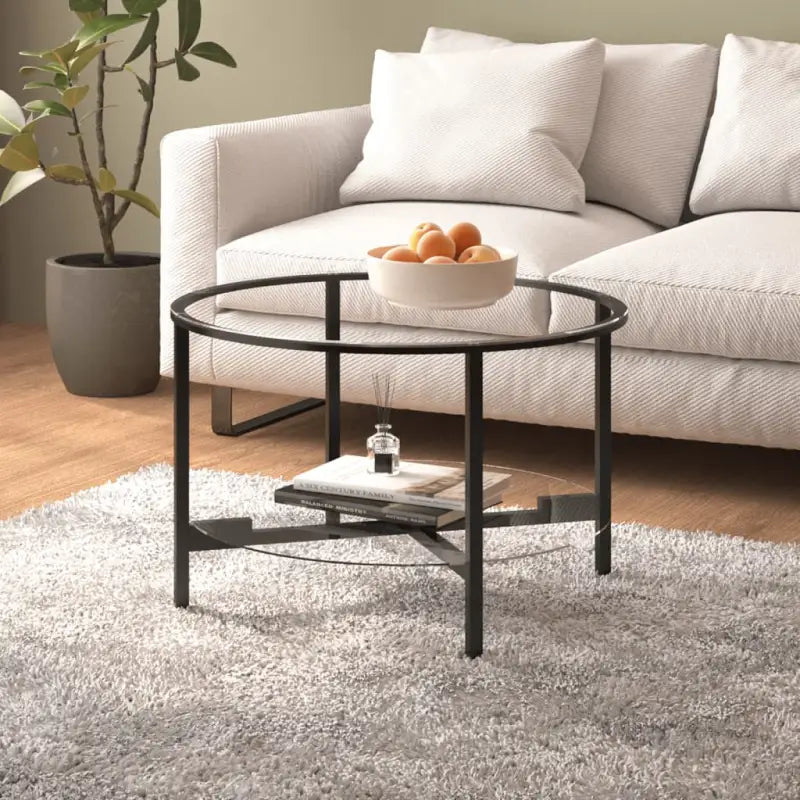 Moderne bijzettafel met gehard glas en gepoedercoat ijzer - Doorzichtig / 1 - Bijzettafels