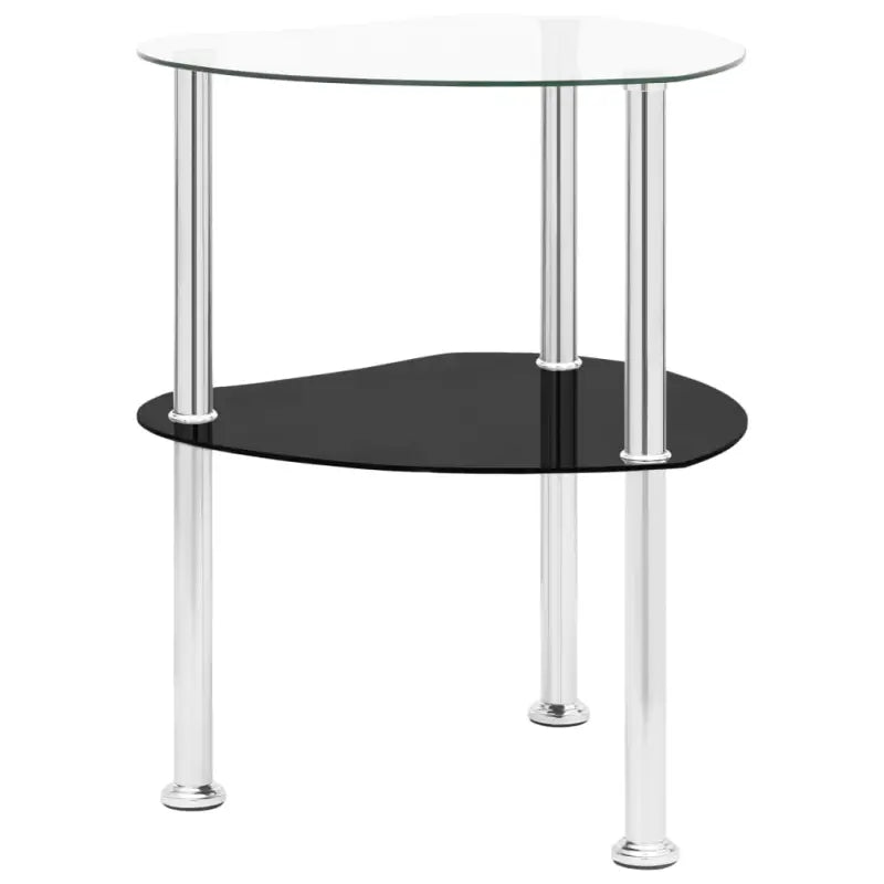 Moderne bijzettafel met gehard glas en ruwe slijpafwerking - Transparant en zwart / 1 / Hart - Bijzettafels