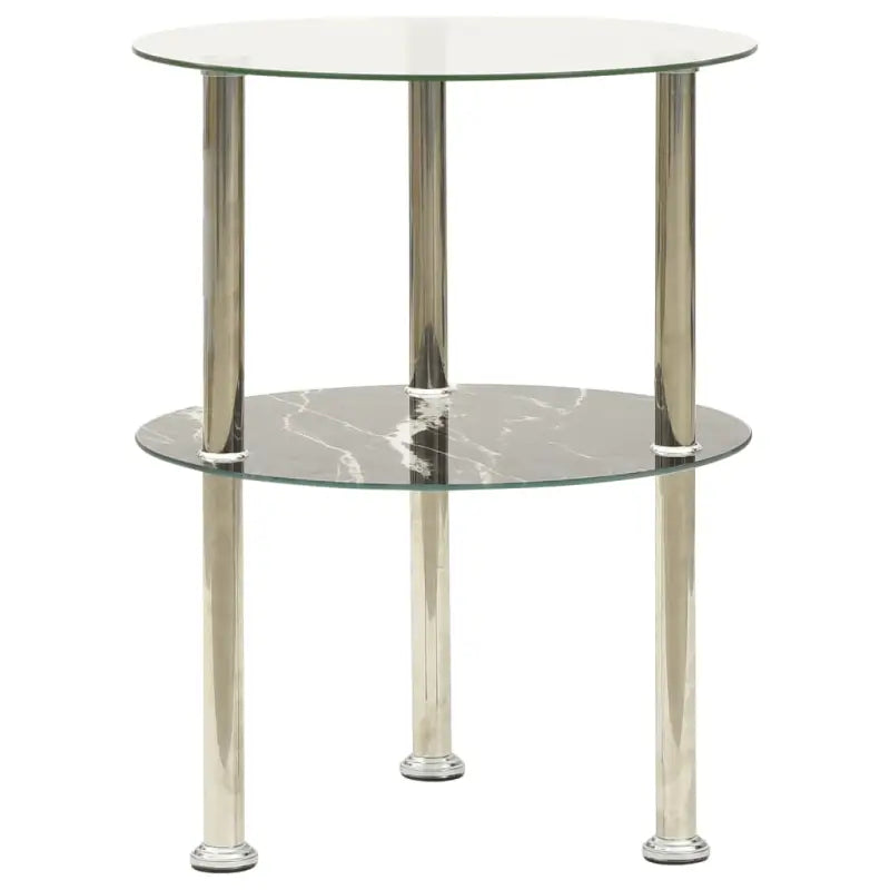 Moderne bijzettafel met gehard glas en ruwe slijpafwerking - Transparant en zwart marmer / 1 / Rond - Bijzettafels