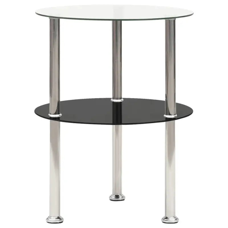 Moderne bijzettafel met gehard glas en ruwe slijpafwerking - Transparant en zwart / 1 / Rond - Bijzettafels