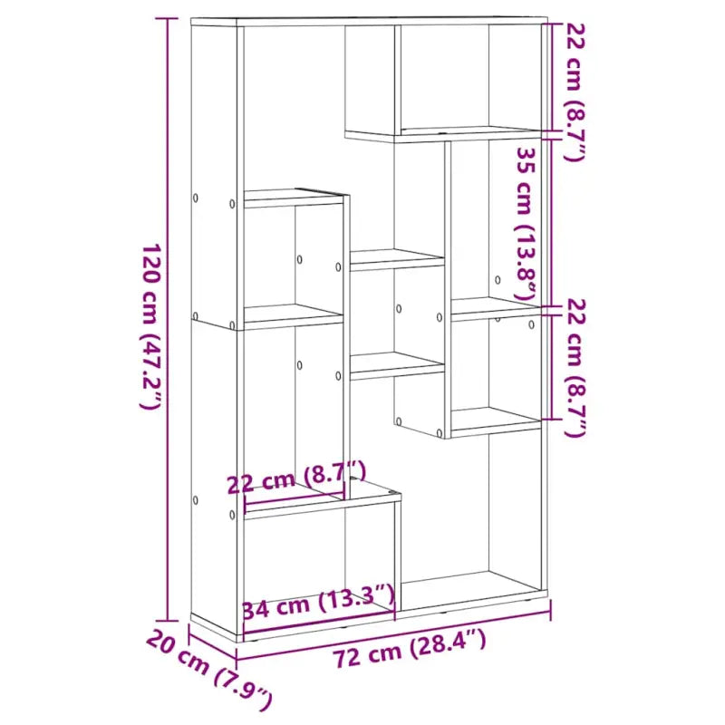 Moderne boekenkast van bewerkt hout met geometrisch design - Boekenkasten